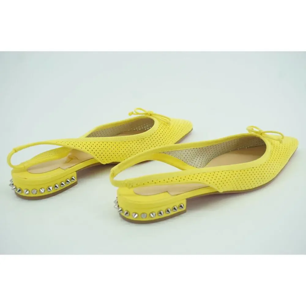 Christian Louboutin Hall Pointy Toe Slingback Ballet Flat Spiked Suede